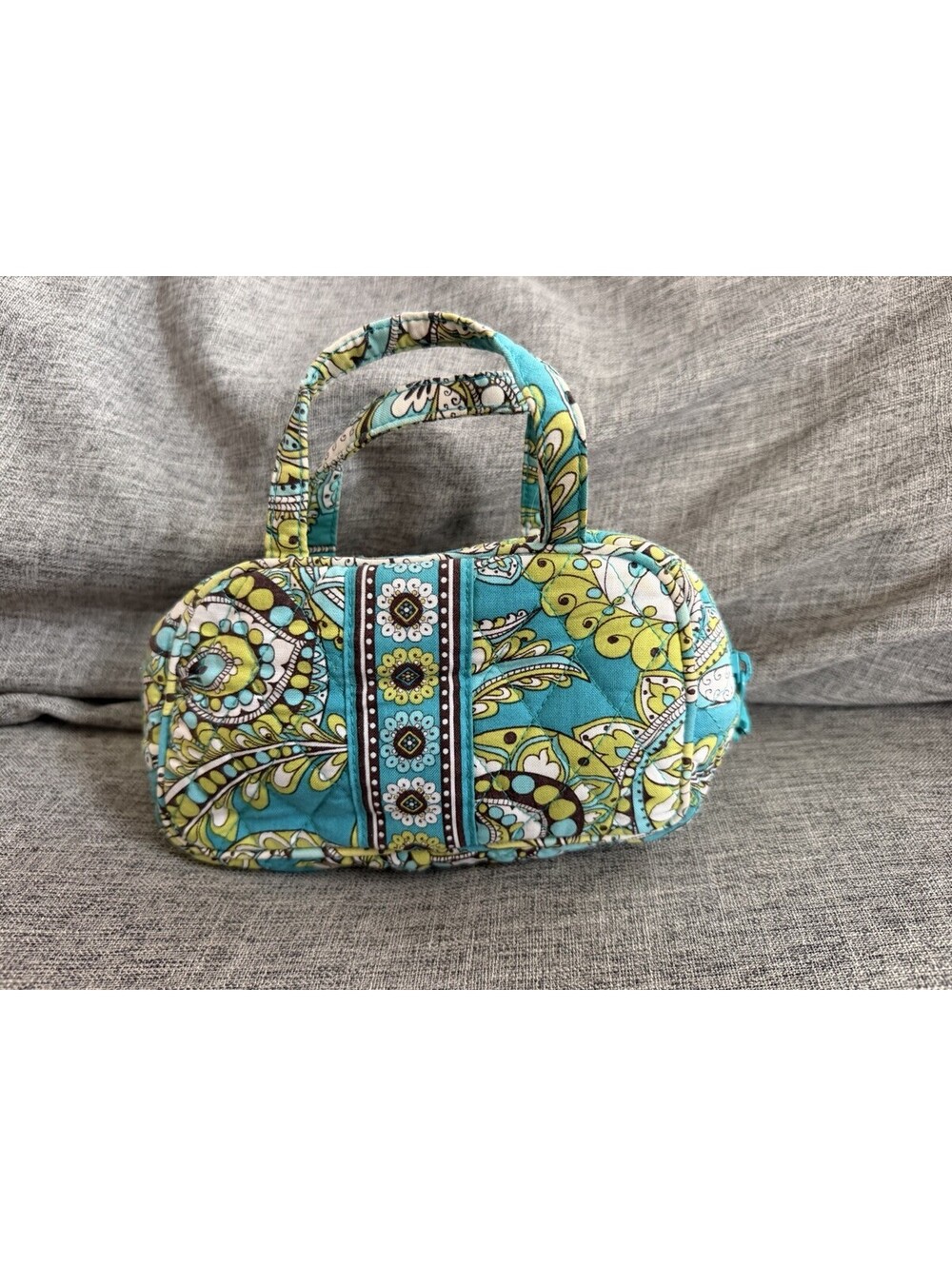 Vera Bradley Small Handbag In Peacock Paisley 8x4x2 Double Handle Zip Top - Picture 3 of 10